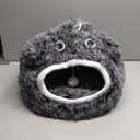 CATISM Cat Bed, Cat Beds for Indoor Cats - Kitten Bed Cave Washable, Soft Plush Hooded, Removable Pillow, Non-Slip Base, Large Cave for Kitty (Black)