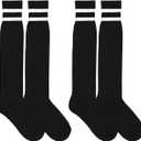 Medsuo 2 Pairs Kids Football Socks Aged 7-12 Knee High Breathable Soccer Socks Long Football Sport Socks for Kid Boy Girl (White)