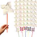 4E's Novelty 24 Pack DIY Pinwheels Craft for Kids, Bulk Summer Pinwheel Craft Kit, Color Your Own Paper Windmill for Pinwheels for Kids Bulk Spring Craft for Kids Easter Art Games