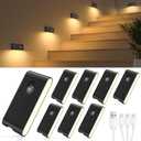 WILLED Stair Lights Indoor, Wireless Motion Sensor Light Indoor, Rechargeable Night Lights for Stairway, Hallway, Kitchen, Closet, Cabinet, Bedroom, Kids' Room (8-Pack) (Black)