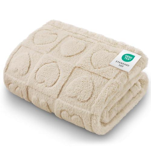 Luciphia Small Dog Blanket Washable Pet Bed Cover Soft Fluffy Puppy Blanket with Premium Fleece 300GSM Cozy Calming Cat Blankets for Indoor Cats Beige 30x20 inch