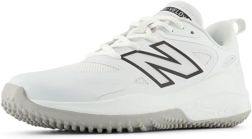 New Balance Women's Fresh Foam Velo V4 Turf-Trainer Softball Shoe (6.5 Wide, White/Black)