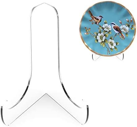 Boloyo 60-Degree Angle Acrylic Plate Display Stand , 4.5 Inch 2PC Clear Acrylic Display Holder Easel Base for Home Office Kitchen School Art Display