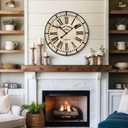 EMAX HOME Rustic Farmhouse Wall Clock 24 Inch, Vintage Oldtown London Wooden Large Clock with Silent Tick, for Bedroom, Office, Kitchen, Indoor Home Decoration