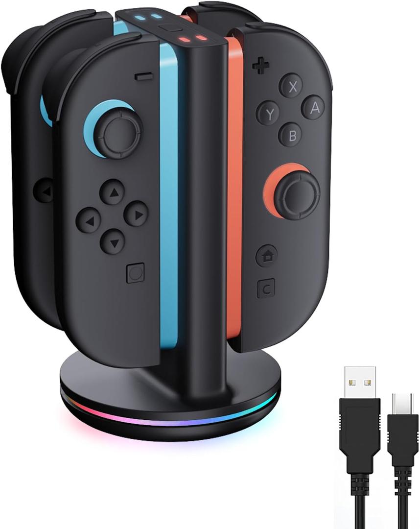 Charging Dock for Nintendo Switch 2 JoyCon 2 Controller [Dual-Direction Charging Design] Magnetic,LED Indicator,4-in-1 Fast Charger Stand Station Compatible with Joy Con 2 Accessories