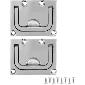 Heavy Duty Flush Lifting Handle Ring Pull for Boat Deck Hatch, 316 Stainless Steel, 3 X 2.25 inch, with Screws(Pack of 2)
