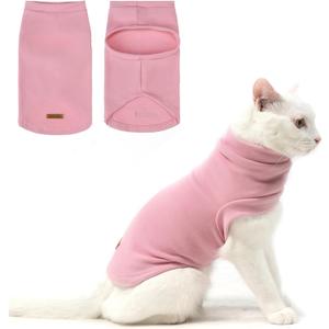 EXPAWLORER Soft Cat Sweater - Sweaters for Cats Only Warm Kitten Clothes, Fall and Winter Pet Coat Pullover Design, Fleece Sweatshirt Clothing Also for Puppy Small Dogs, Pink Small