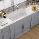 30 White Undermount Kitchen Sink, Hugsleek Topmount & Undermount Kitchen Sink 30x18 inch White Porcelain Ceramic Fireclay Sinks Dual Mount Accessories Single Bowl Under Counter Sinks Basin Drop In