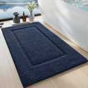 DEXI Bathroom Rugs 32x20, Washable Non Slip Bath Mat for Shower Floor, Absorbent Quick Dry Bathmat with Rubber Backing, Ultra Soft Plush Carpet for Tub, Navy (1'8" x 2'8" (Rectangular))