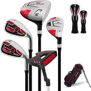 Kids Golf Clubs Set for Boys& Girls Ages 3-12, Junior Golf Set with Stand Bag, Driver, Hybrid, Irons & Putter, Youth Golf Club Set Right Handed Size: 49–57 in | Ages 6–8 | 5 Clubs