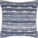 Blue and White Throw Pillow Cover 18x18 Inch - Handwoven, Textured, Eco-Friendly Decorative Cushion Cover for Couch, Sofa, and Bed