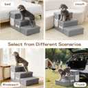 Wider Dog Steps for Bed 17" H, Foldable Dog Stairs with Storage, Non-Slip Pet Steps for Small Medium Large Dogs, Arthritis-Friendly Pet Stairs for Couch and Car Up to 200 lbs, Grey, 3 Steps