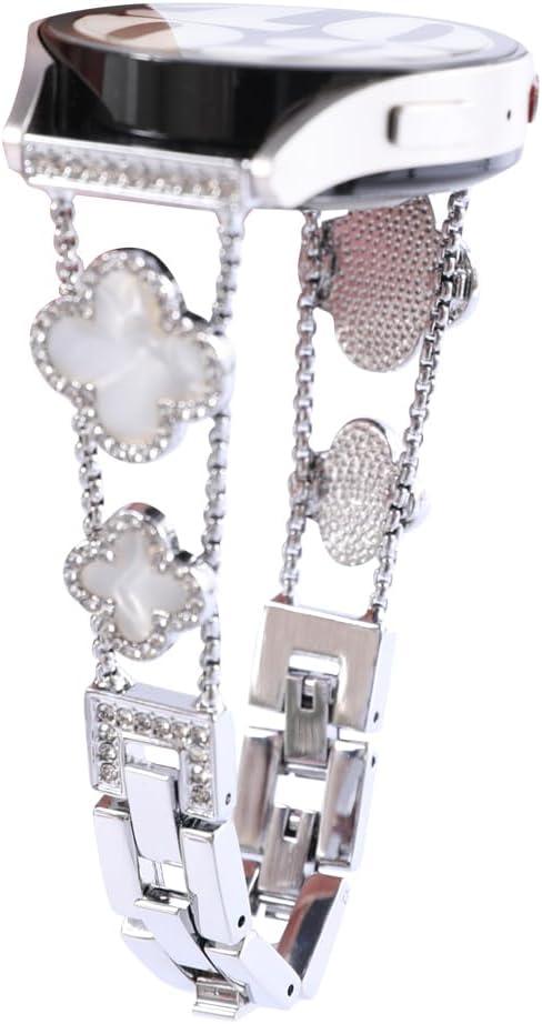 for Samsung Galaxy Watch 7 6 5 4 FE Band 40mm 44mm, 20mm Watch Band,Four Leaf Clover Women Bling Diamond Band for Watch 6/4 Classic 5 Pro Active 2 43mm 47mm 42mm 46mm