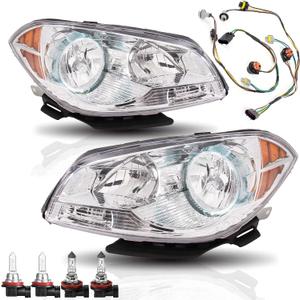 Headlight Assembly Compatible with 2008 2009 2010 2011 2012 Chevy Malibu (Not Fit 2008 Malibu Classic Model), Includes Bulbs and Wiring Harness
