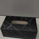 Resin Tissue Box Holder,Facial Napkin Holder for Bathroom Vanity Countertop,Rectangular Tissue Dispenser,Decorative Tissue Container for Living Room,Creative Marble Pattern (Black)
