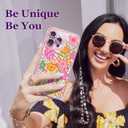 Designed for iPhone 14 Pro Max Case Pink Glitter Clear - Cute Bling Phone Case with Wrist Strap - Aesthetic Y2K Case for Woman, Girl 6.7" (Passion Flower)