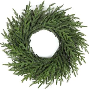 Artgar 26 Inch Pine Wreath - Christmas Wreaths for Front Door - Real Touch Pine Wreath - Large Artificial Green Wreaths for Walls Windows Porches Farmhouse Indoor Outdoor Home Decor (Style-1)
