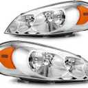 ELH Headlight Assembly Fit For 2006-2013 06-13 Chevy Impala / 2014-2016 14-16 Chevy Impala Limited / 2006-2007 06-07 Chevy Monte Carlo Headlamp Chrome Housing Amber Reflector (Left Side and Right Side)