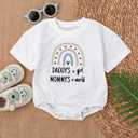 2Pcs Baby Girl Romper for Fathers Day, Daddys Girl & Mommys World Outfit, Bodysuit Short Sleeve Infant for 0-24 Months (12-18 Months, Multicolor)