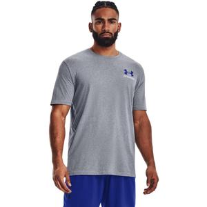 Under Armour Mens New Freedom Banner T-Shirt (Large, (036) Steel Medium Heather / Royal / Red)
