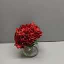 Hollyone Hydrangea Artificial Flowers in Vase Red Silk Fall Fake Flowers Arrangements with Glass Vase with Faux Water Faux Floral Bulk Bouquet for Office Table Centerpiece Shelf Home Decorations