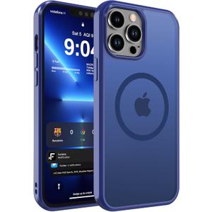 4 x DEERLAMN Magnetic Matte Case for iPhone 12 Pro Max, [Compatible with MagSafe][Military Grade Drop Protection] Anti-Fingerprint Slim Translucent Shockproof Protective Phone Cover, Blue