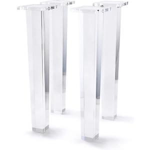 16 Inch Acrylic Furniture Legs Set of 4,Coffee Table,Desk,Bench Replacement Leg Home DIY Projects Modern Clear Decor (Square Leg)