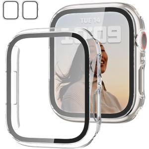 2 Pack Case with Tempered Glass Screen Protector for Apple Watch SE3(2025) SE2 Series 6/5/4/SE 40mm,JZK Slim Guard Bumper Full Coverage Hard PC Protective Cover Ultra-Thin Cover for iWatch 40mm,Clear