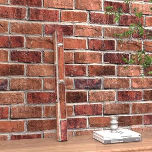 Rugreat Red Brick Peel and Stick Wallpaper Faux Brick Contact Paper for Cabinets Self Adhesive Removable Wallpaper for Backsplash Waterproof Textured Contact Paper for Fireplace Vinyl 17.3inW 393inL