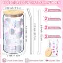 2 Pcs Era Theme Glass Tumbler Gifts 16 oz Can Shape Drinking Glass Cups with Lids and Straws Funny Era Themed Gifts Iced Coffee Mug Water Bottle for Christmas Graduation Birthday Supplies