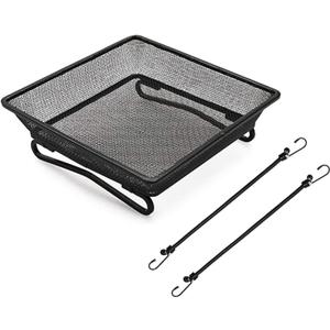 8" x 8" Railing Bird Feeder Tray for Balcony/Deck/Porch Platform Bird Seed Tray with 2 Elastic Rope Ground Mesh for Garden Backyard Outside Wild Birds or Squirrels