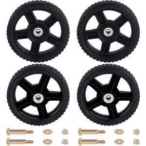 CheeMuii 4 Pcs 8 Inch Lawn Mower Wheels 4 Pack 8" Push Lawn Mower Wheels with Bolts and Lock Nuts Kit Fit for Most Standard push Lawn Mowers/Generator/Garden Tiller/Handtruck