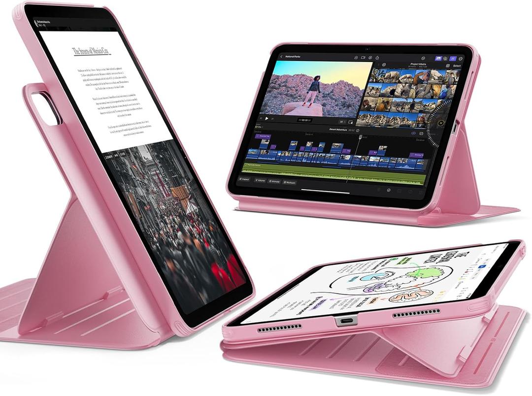 ESR for iPad A16 Case, iPad 11th/10th Generation Case (2025/2022), Removable Magnetic Cover, Adjustable Portrait/Landscape Stand, 9 Standing Angles, Shift Series, Pink