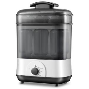 Baby Bottle Steamer, 3-in-1 Bottle Steamer and Dryer, Easy One-Dial Control Electric Steam Bottle Dryer for Baby Bottles, Baby Stuffs & Breast Pump Accessories (Knob-Grey)