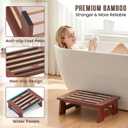 One Step Stool for Adults Seniors Kids with Non-Slip Surface, Wood Stepping Stools for High Bed, Bathroom and Kitchen, Office Foot Stool, Hold Up to 450 LBS, Lightweight, Waterproof, Easy Installation
