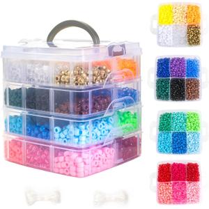 Gxueshan 4500 Pcs Acrylic Pony Beads Bulk Large Hole Plastic White Green Gold Red Black Blue Pink 24 Assorted Colors Kandi Hair Beads for Crafts Friendship Bracelet Jewelry Making Kit Set (4500)