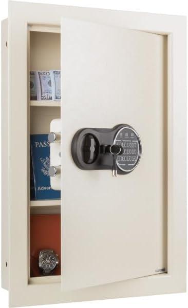 In-Wall Safe - Home or Business Safe with Keypad and 2 Manual Override Keys - Protects Cash, Jewelry, Passports, and More by Paragon Safes (Cream)