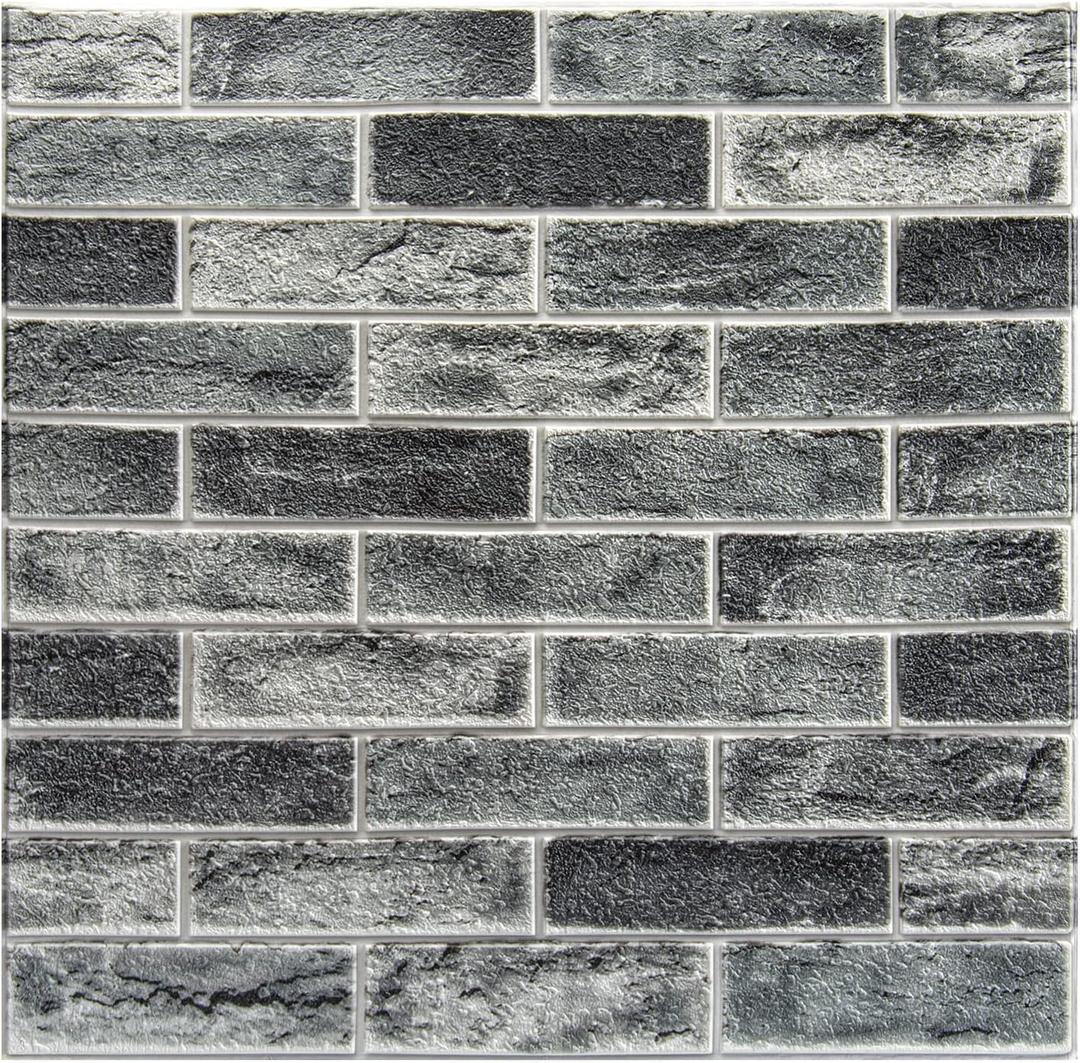 Art3d 10-Pack 52.5 Sq.Ft Faux Brick 3D Wall Panels Peel and Stick in Stone Ash, Self Adhesive Waterproof Foam Wallpaper for Bedroom, Bathroom, Kitchen