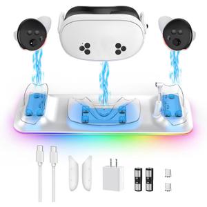 Charging Dock  PD 18W Fast Charging Station for Quest 3S Headset & Controllers | Magnetic Alignment | LED Indicator | Compact Design