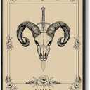 SERIMINO Witchy Framed Wall Art, Aries Tarot Canvas Prints Paintings, Horoscope Dark Academia Home Decor Aesthetic, 12X16inch Gothic Wall Decor for Room