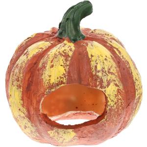 Fish Shrimp Hideout House Thanksgiving Fish Tank Aquarium Decor Pumpkin House Cave Betta Toys Thanksgiving Day Decor Terrarium Ornament Resin Rock (8X8X8CMx1pcs, Orange)