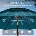 10ft Patio Umbrella, 3 Tier Outdoor Market Table Umbrellas with 8 Fiberglass Ribs and Push Button Tilt, Windproof, Vented Canopy, UV Protection for Deck, Pool, Backyard