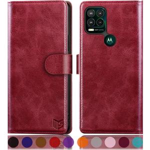 SUANPOT [RFID Blocking for Motorola Moto G Stylus 5G(Non 2022) with Wallet case Credit Card Holder,Flip Book PU Leather Shockproof Cover Cellphone Women Men for Moto G Stylus 5G Phone case(Red)