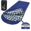 Sportneer 0 Degree Sleeping Bag for Cold Weather, XL Winter Sleeping Bag for Adults, Flannel Lined Camping Sleeping Bag, 32°F–59°F Rated, 87" x 33.5", 4.4 lbs, Detachable Hood, Compression Sack