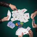 drizzle Poker Mahjong Playing Cards Table Game Chinese Blue and White Porcelain Design 144 Card Chips Set PVC Plastic Waterproof Portable Leisure Time