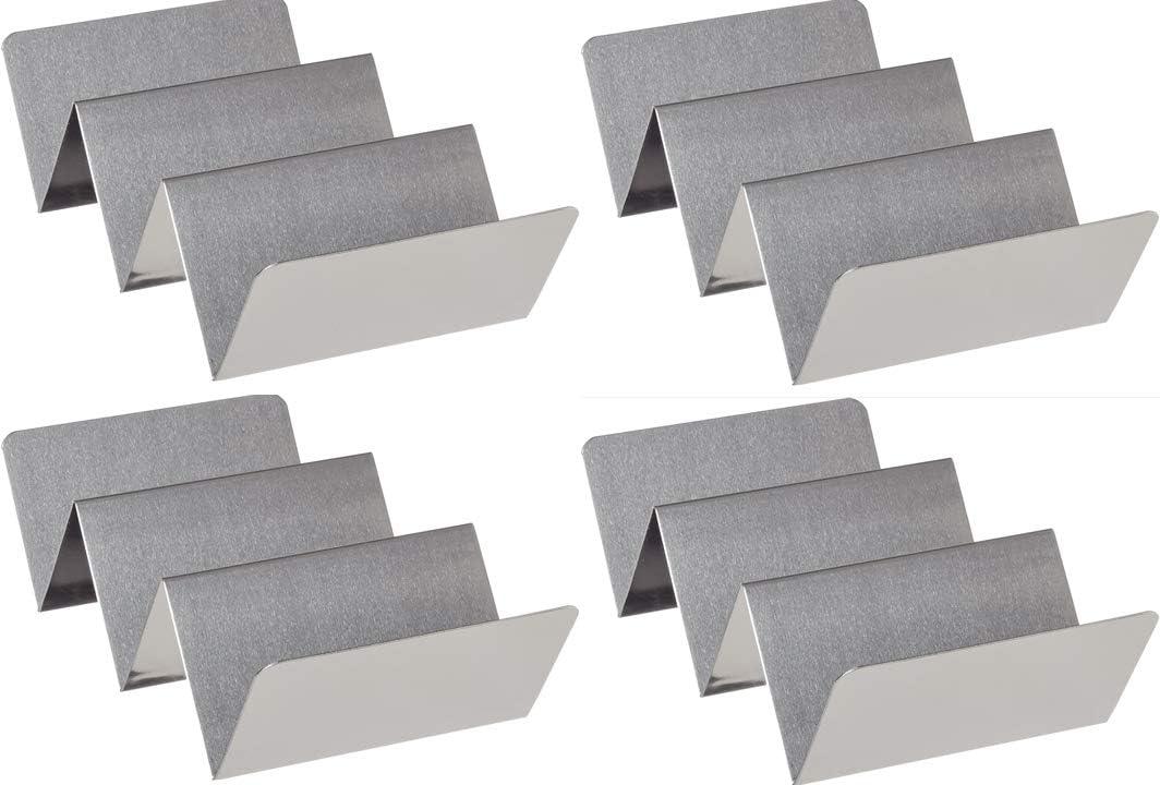 Set of 4 Metal Taco Holders - Stainless Steel Taco Trays- Dishwasher, Oven, and Grill Safe - Great for Sandwiches and Hotdogs Too (4)