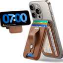 ESR for MagSafe Wallet Stand w Grip, RFID Blocking w MagSafe Ring, 5 Card Holder for Phone Case, Magnetic Wallet for iPhone 17/16/15/14/13/12(Not for Mini), Selected Samsung, Adjustable Stand, Brown