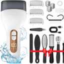 Electric Callus Remover for Feet,Professional Pedicure Kit Rechargeable Foot File Hard Skin Remover for Cracked Heels &Dead Skin,with 3 Roller Heads 2 Speed(White N9)