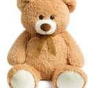 HollyHOME Big Teddy Bear Large Teddy Bear Stuffed Animal Birthday Valentines Day Plush for Kids and Girlfriend 36 inch Tan