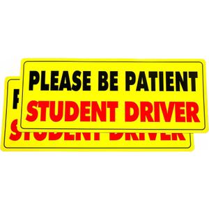 Student Driver Vinyl Car Stickers - Highly Reflective Please Be Patient Student Driver Vinyl Decal Sticker for Learners, New Driver Vehicle Safety Sign (10x4 Inch, 2-pcs)